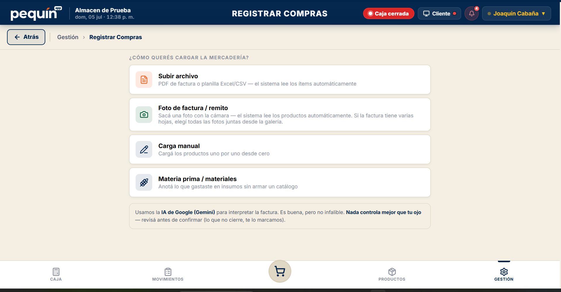 Registrar compras en Pequín