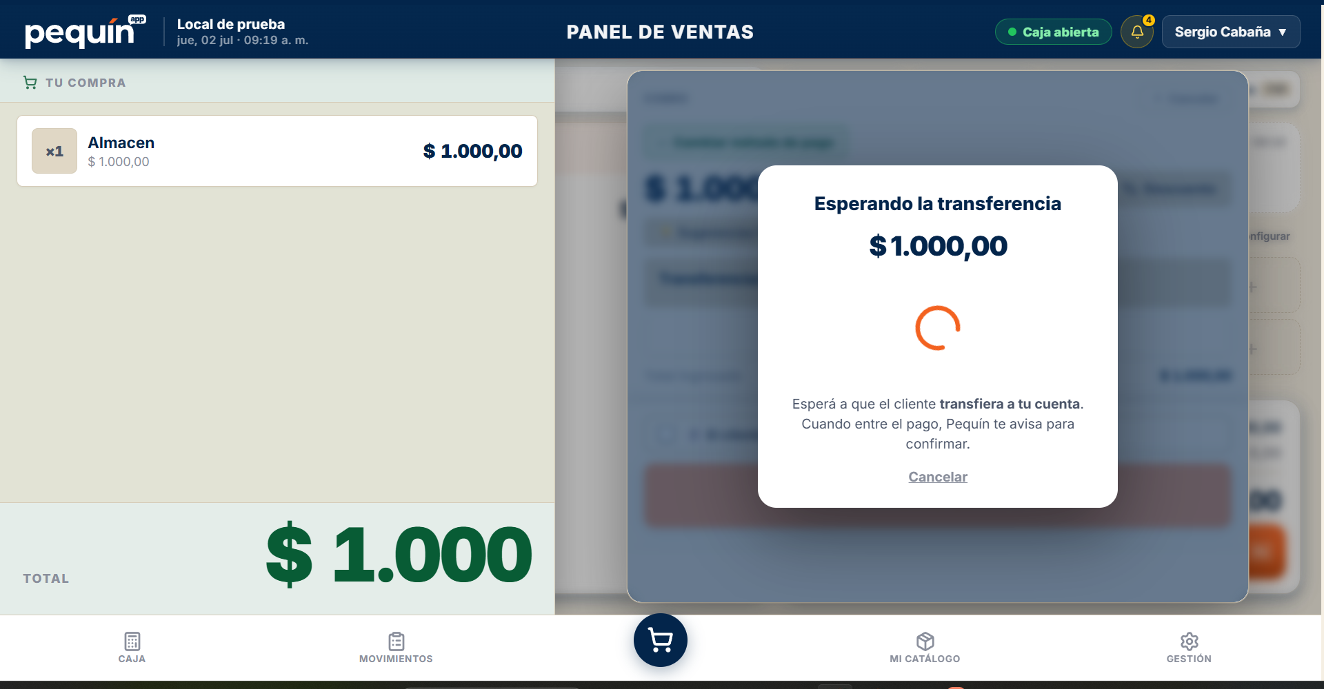 Guardián de transferencias de MercadoPago en Pequín
